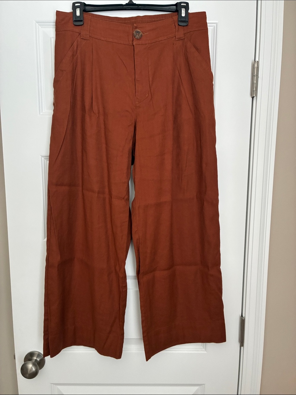 CAbi Wide-Leg Chinos in Rust Brown